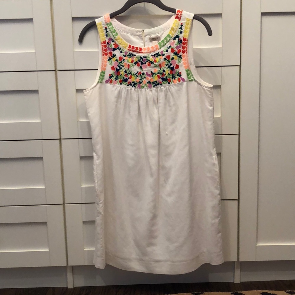 J Crew white embroidered dress